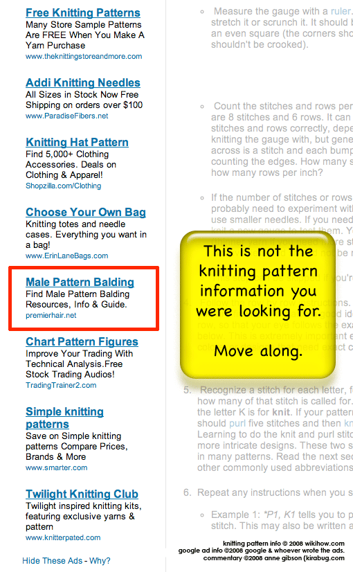 I don't want the pattern for male pattern baldness.