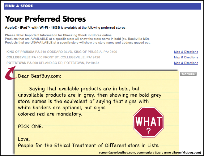 Bold or not-bold, grey or not-grey. Or hey, how 'bout a label? Those are even accessible. (Yes the irony of commenting on accessibility in this alt tag isn't lost on me.)