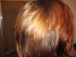 red hair back